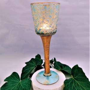 Long stem glass candle holder