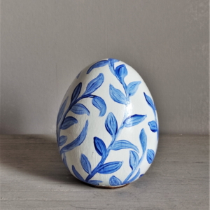 White and Blue ceramic egg